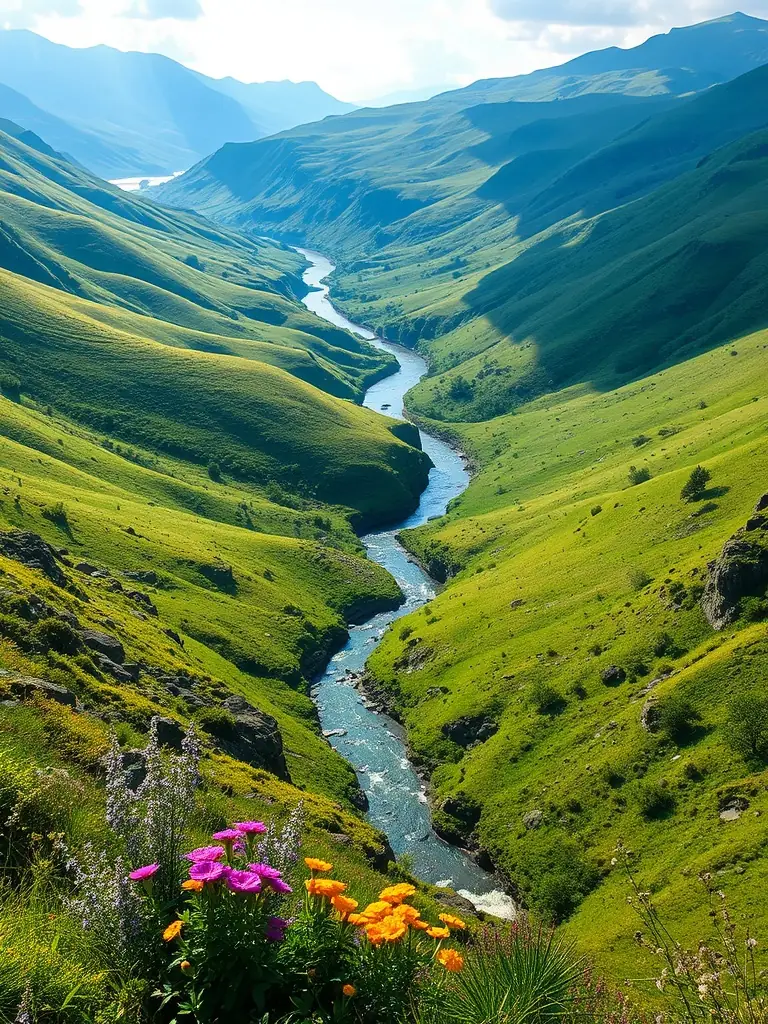 A scenic view of the Anglards-de-Salers region, showcasing diverse wildlife habitats including forests, meadows, and rivers, symbolizing the association's commitment to habitat protection.