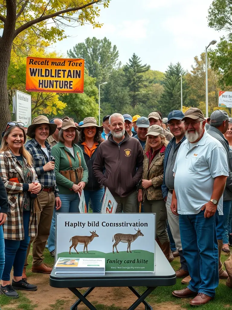 A picture of association members conducting an educational workshop for local community members on responsible hunting practices and environmental stewardship.